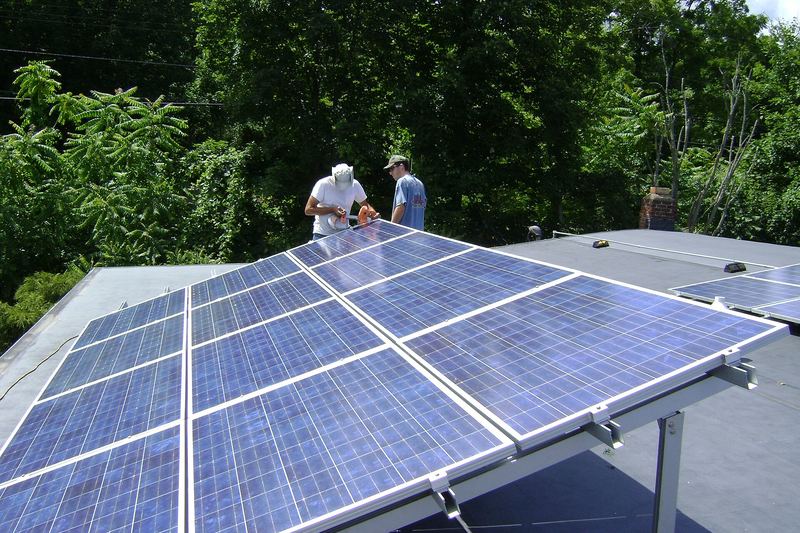 Solar panels on a residential roof