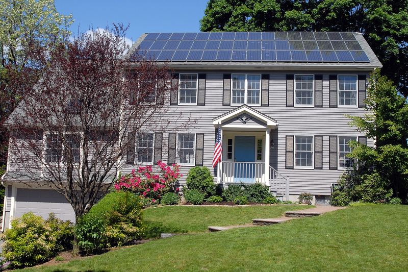 Solar panels on a residential roof